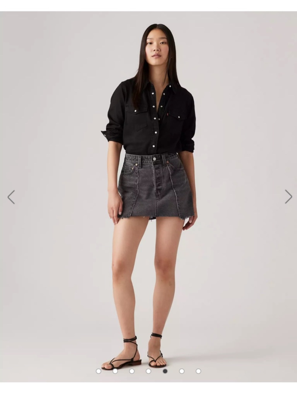 NEW Levi's Black Recrafted Distressed Icon Denim Mini Skirt Whimsigoth 23 Waist